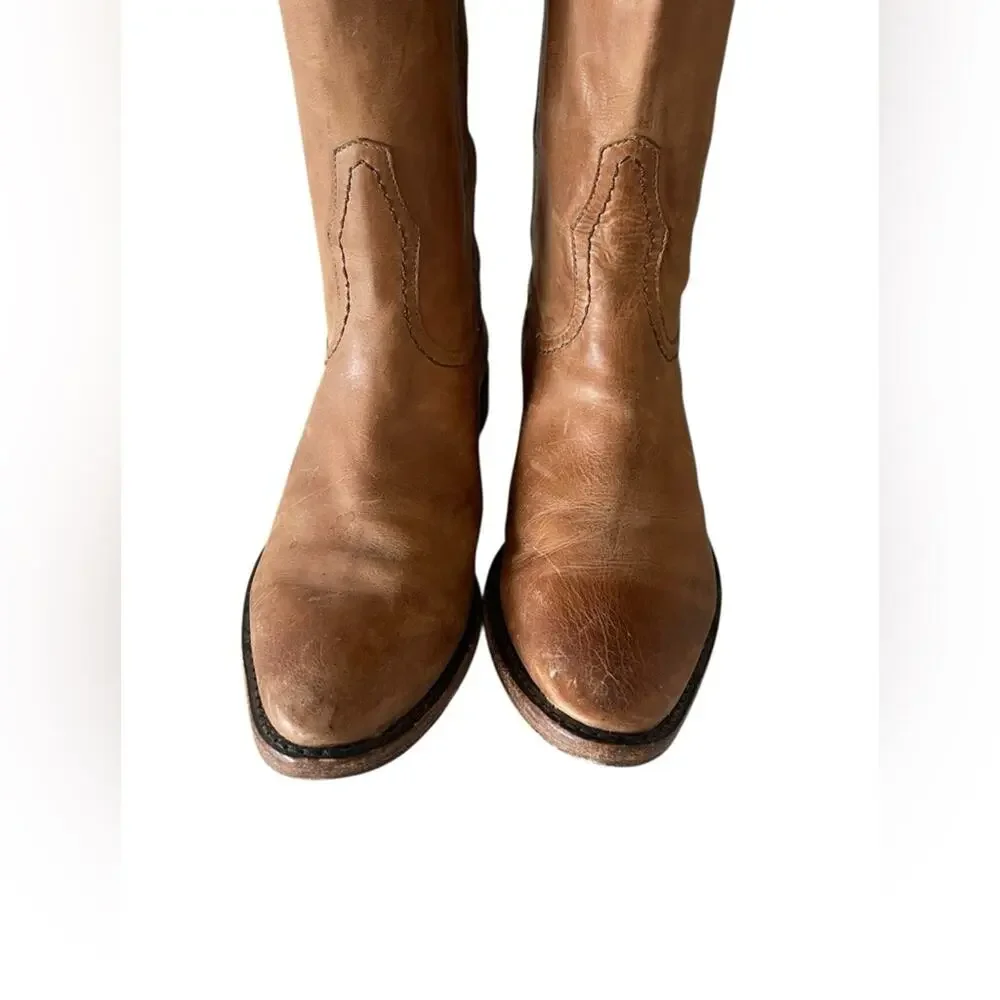 Lucchese Leather Braided Accents Riding Boots Women's Size: 8.5M